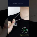 Zodiac Necklace Pendant - Glow in Dark Moon Jewelry | Titanium Steel Constellation Necklace for All 12 Zodiac Signs | Luminous Celestial Design | Perfect Astrology Gift for Men and Women
